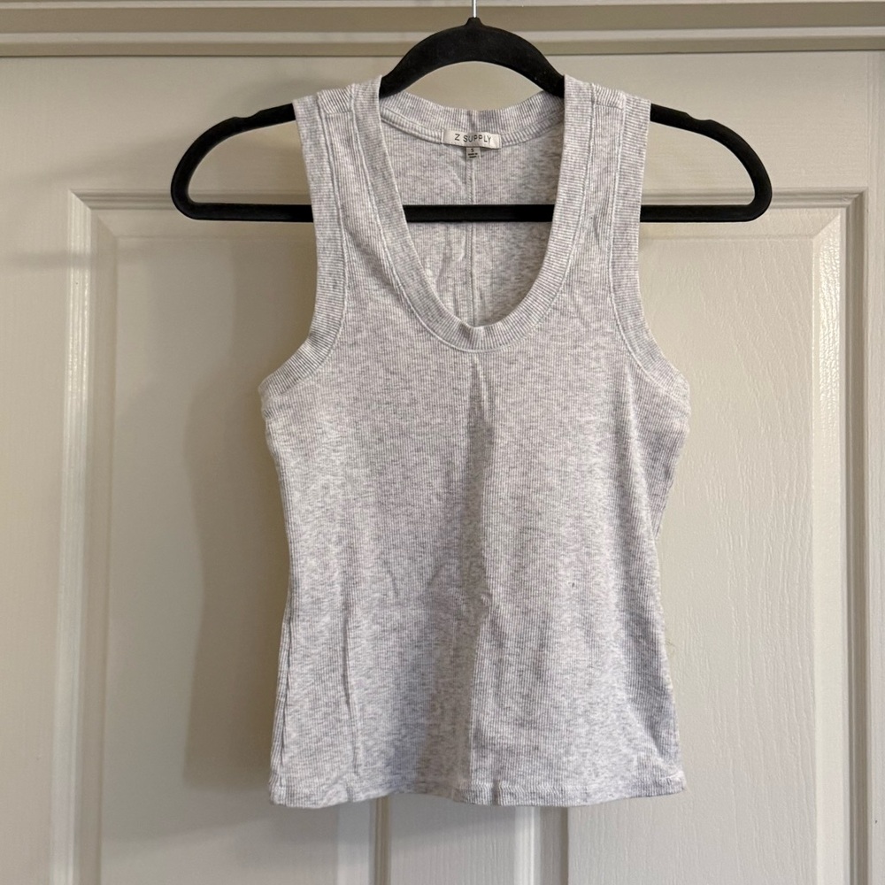 Women’s Z Supply Grey Fitted Crop Tank Top, Size Small